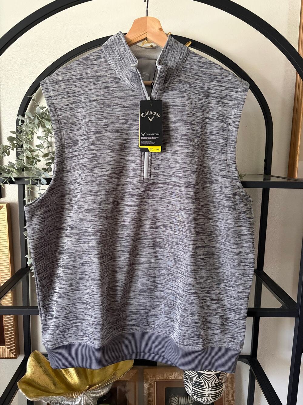 Callaway Weather Series Dual Action Golf Vest XL Gray Heather 1/4 Zip NWT UPF